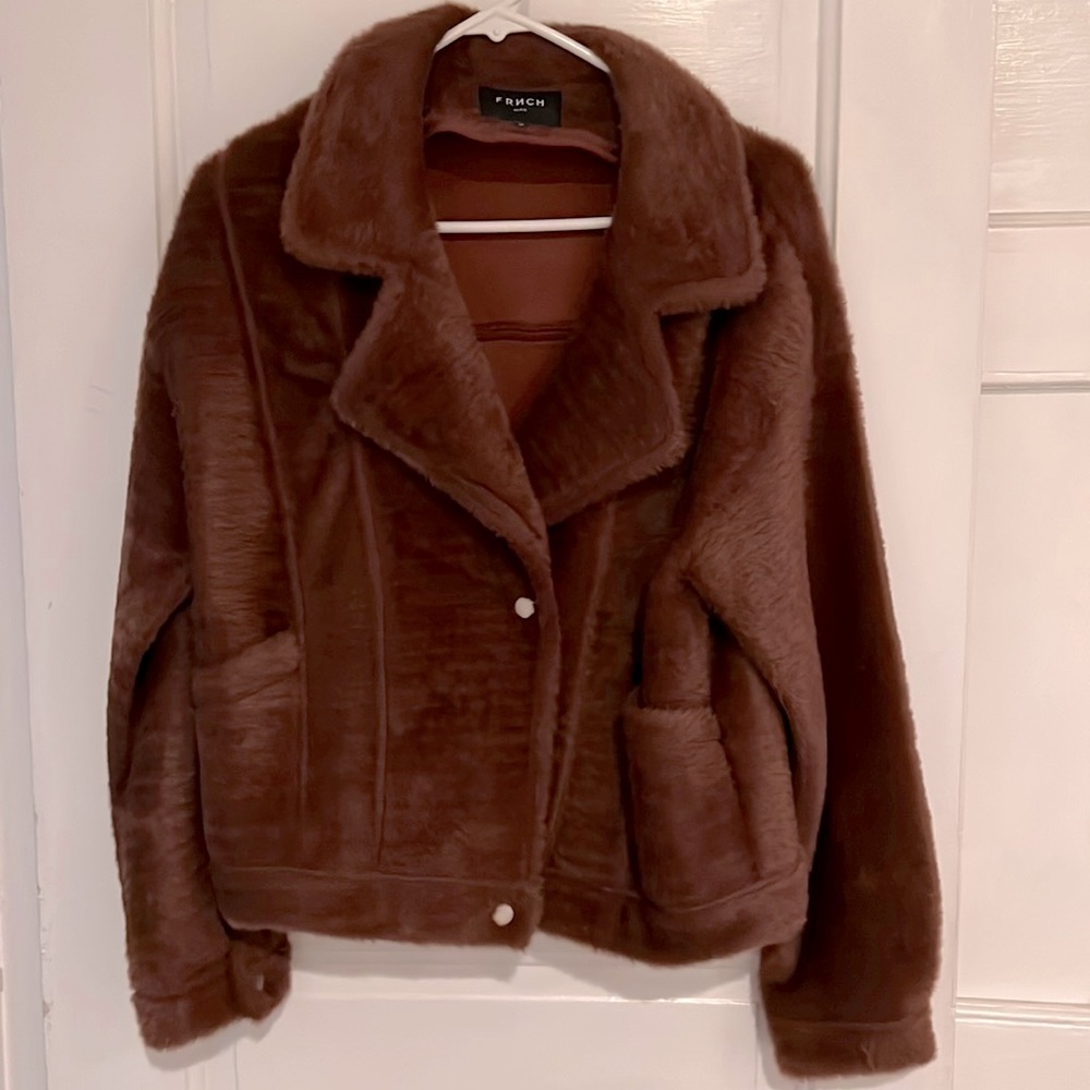 FRNCH XS FAUX FUR BROWN JACKET